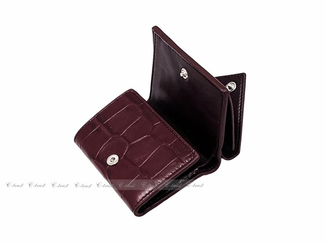 BALENCIAGA バレンシアガ カードケース クロコ型押し PAPER MINI WALLET 3つ折り ロゴ イタリア製 新品 ★ 6012  RED PRUNE K298..